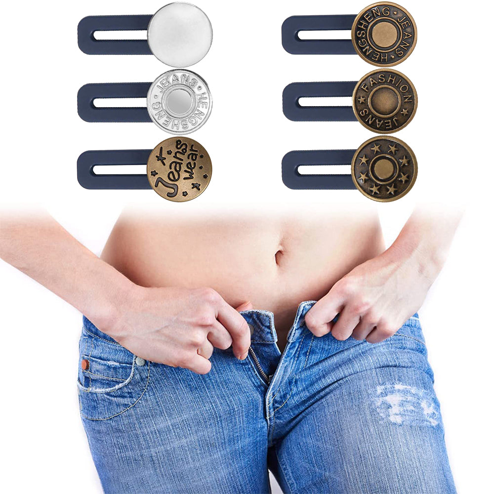 6Pcs Button Extenders for Loose Jeans Pants Trousers Waist Metal Extensions Supplies -Style 2