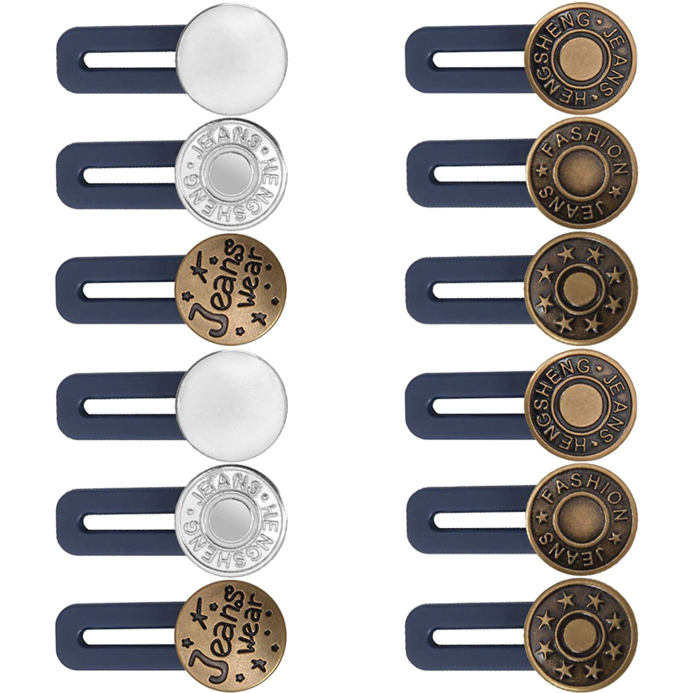 12Pcs Button Extenders for Loose Jeans Pants Trousers Waist Metal Extensions Supplies -Style 2