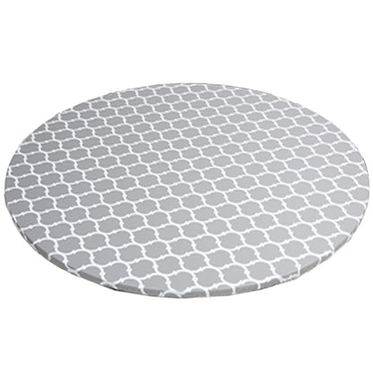 Round Fitted PVC Tablecloth Water Resistant Round Table Cover for Indoor Outdoor Patio -Gray