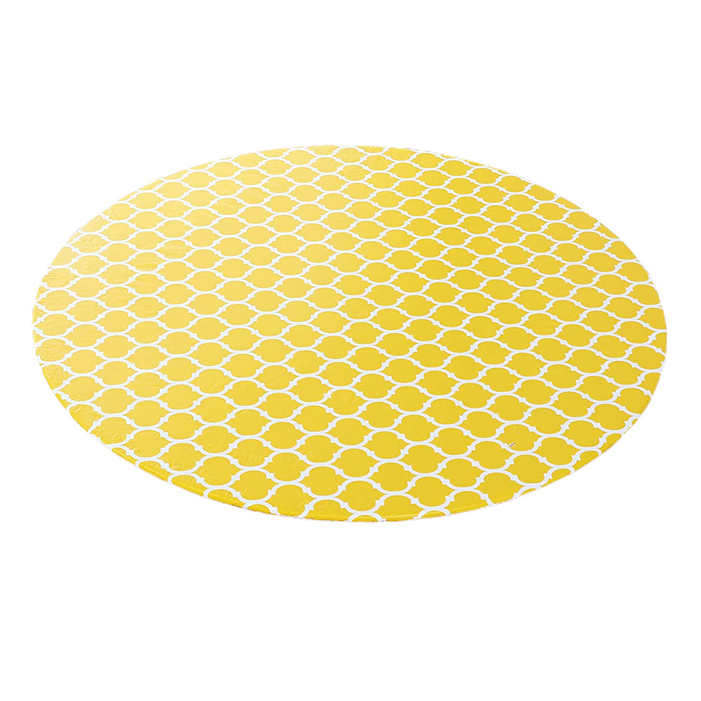 Round Fitted PVC Tablecloth Water Resistant Round Table Cover for Indoor Outdoor Patio -Yellow