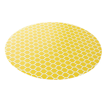 Round Fitted PVC Tablecloth Water Resistant Round Table Cover for Indoor Outdoor Patio -Yellow
