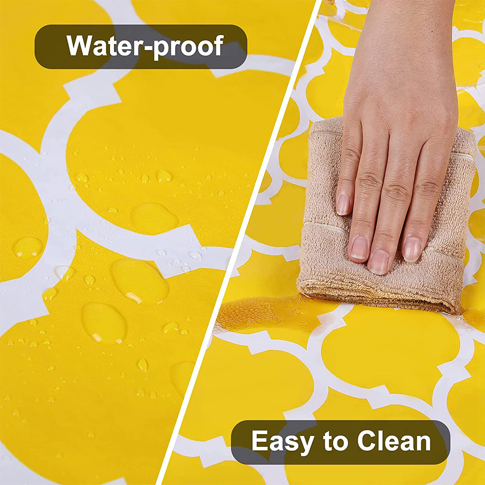Round Fitted PVC Tablecloth Water Resistant Round Table Cover for Indoor Outdoor Patio -Yellow
