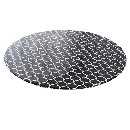 Round Fitted PVC Tablecloth Water Resistant Round Table Cover for Indoor Outdoor Patio -Black