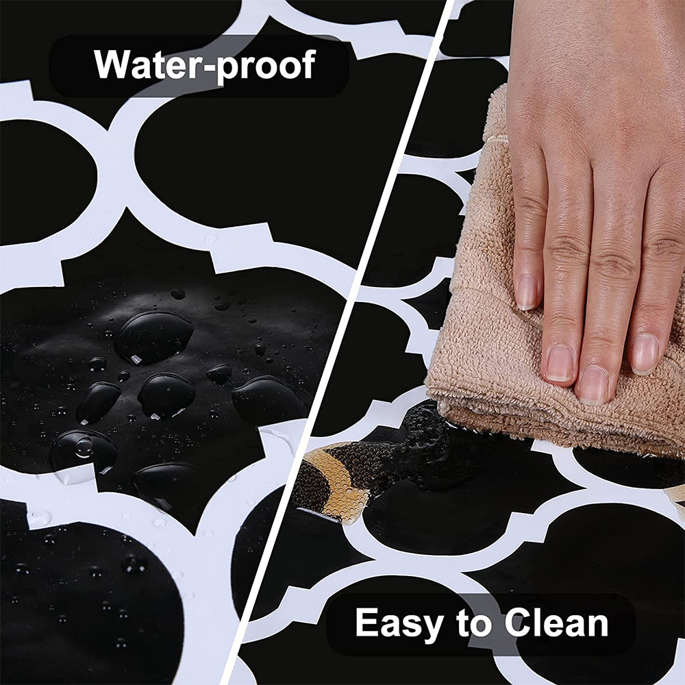 Round Fitted PVC Tablecloth Water Resistant Round Table Cover for Indoor Outdoor Patio -Black