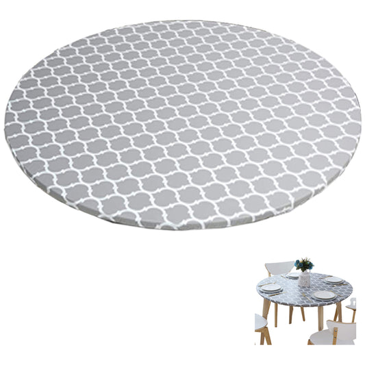 Round Fitted PVC Water Resistant Tablecloth - Gray
