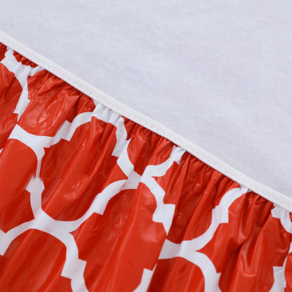 Round Fitted PVC Tablecloth Water Resistant Round Table Cover for Indoor Outdoor Patio -Red