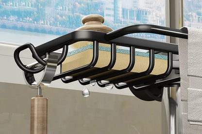 Multifunctional Sponge Holder For Kitchen Sink Organizer With Removable Dishcloth Rack-Black