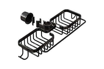 Multifunctional Sponge Holder For Kitchen Sink Organizer With Removable Dishcloth Rack-Black