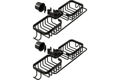 2Pcs Multifunctional Sponge Holder For Kitchen Sink Organizer With Removable Dishcloth Rack-Black