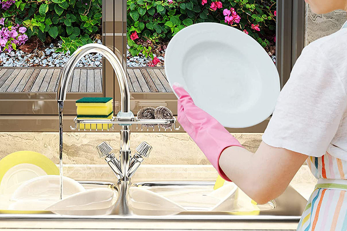 2Pcs Multifunctional Sponge Holder For Kitchen Sink Organizer With Removable Dishcloth Rack-Silver