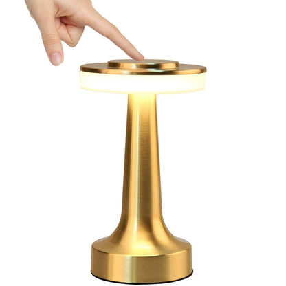 LED Table Lamp with Touch Sensor Portable Rechargeable Metal Desk Lamp 3 Levels Brightness Night Light -Gold