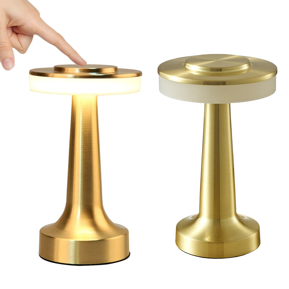 LED Table Lamp with Touch Sensor Portable Rechargeable Metal Desk Lamp 3 Levels Brightness Night Light -Gold