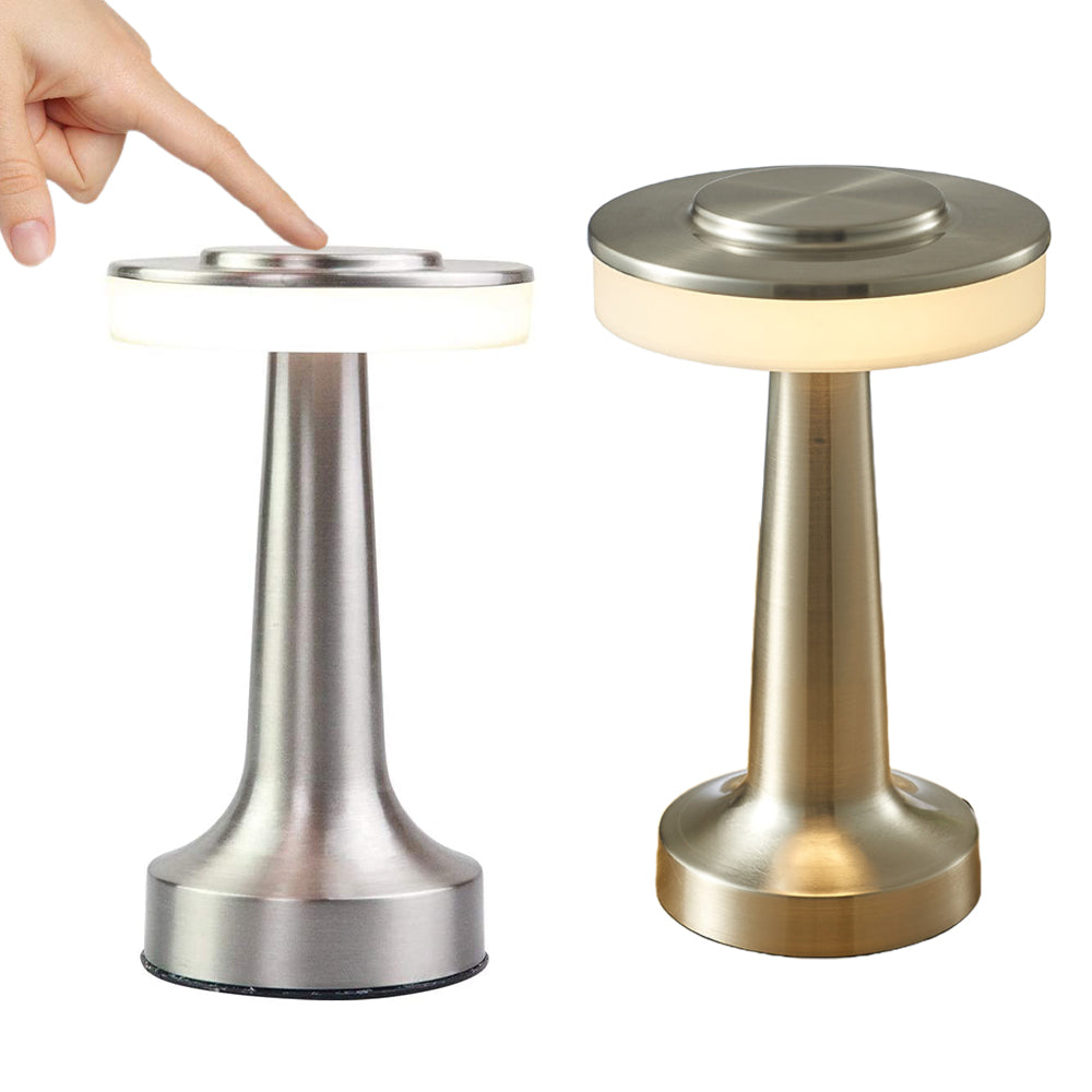 LED Table Lamp with Touch Sensor Portable Rechargeable Metal Desk Lamp 3 Levels Brightness Night Light -Silver