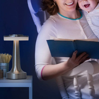 LED Table Lamp with Touch Sensor Portable Rechargeable Metal Desk Lamp 3 Levels Brightness Night Light -Silver