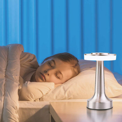 LED Table Lamp with Touch Sensor Portable Rechargeable Metal Desk Lamp 3 Levels Brightness Night Light -Silver