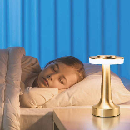 LED Table Lamp with Touch Sensor Portable Rechargeable Metal Desk Lamp 3 Levels Brightness Night Light -Gold