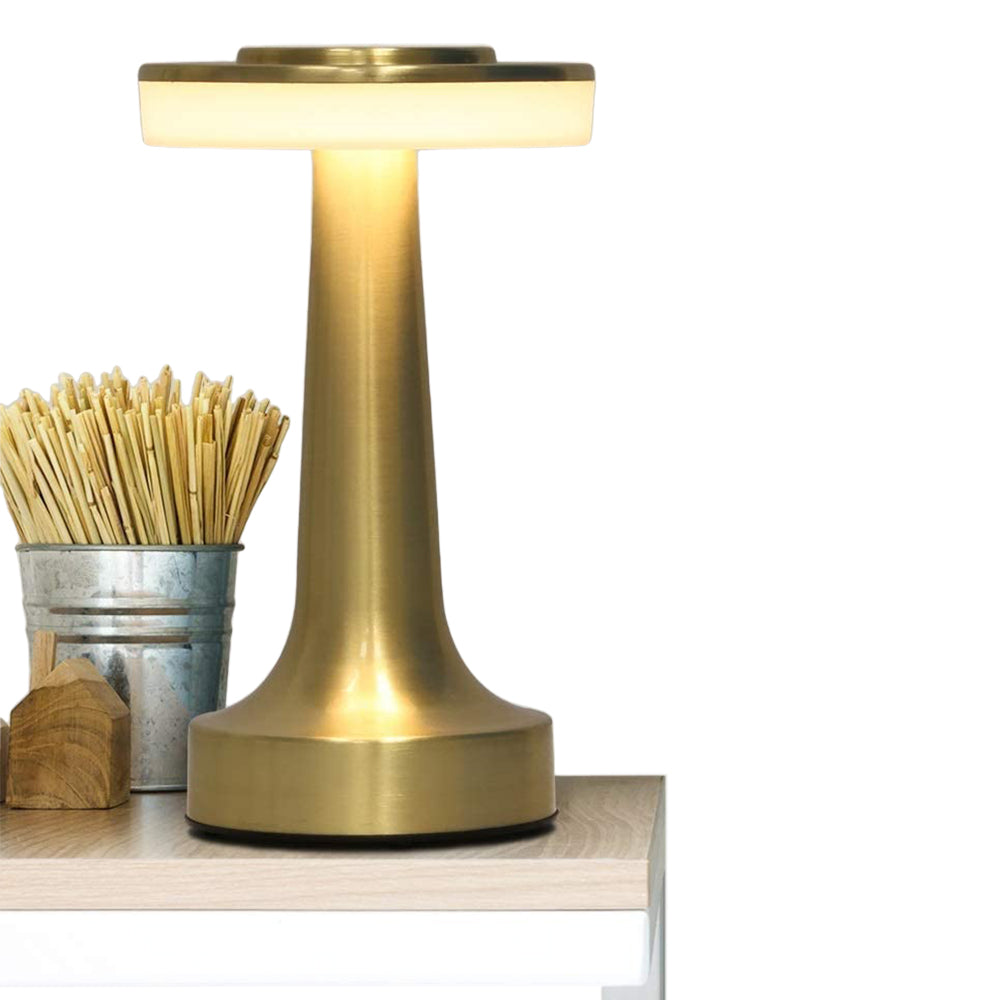 LED Table Lamp with Touch Sensor Portable Rechargeable Metal Desk Lamp 3 Levels Brightness Night Light -Gold
