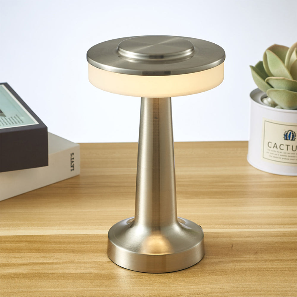 LED Table Lamp with Touch Sensor Portable Rechargeable Metal Desk Lamp 3 Levels Brightness Night Light -Silver
