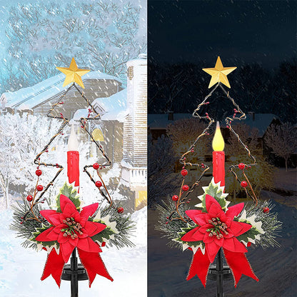 Set of 2 Pack Solar LED Christmas Tree Candle Lights for Outdoor Yard Lawn Decor