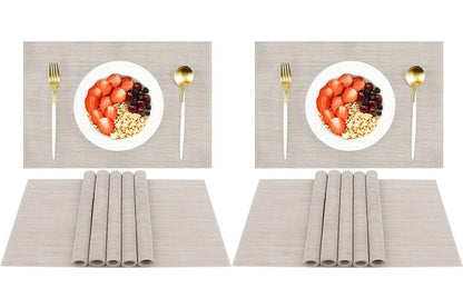 12Pcs Placemat Washable Heat And Stain Resistant Indoor Outdoor Kitchen Durable Place Mats-Beige
