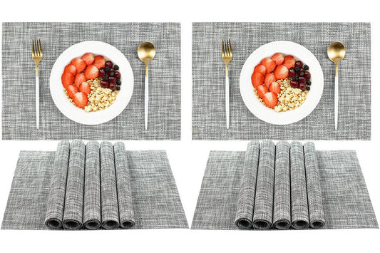 12Pcs Placemat Washable Heat And Stain Resistant Indoor Outdoor Kitchen Durable Place Mats-Gary