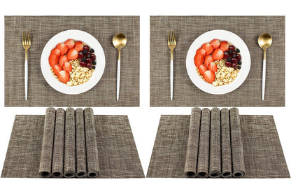 12Pcs Placemat Washable Heat And Stain Resistant Indoor Outdoor Kitchen Durable Place Mats-Coffee
