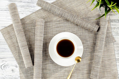 12Pcs Placemat Washable Heat And Stain Resistant Indoor Outdoor Kitchen Durable Place Mats-Beige