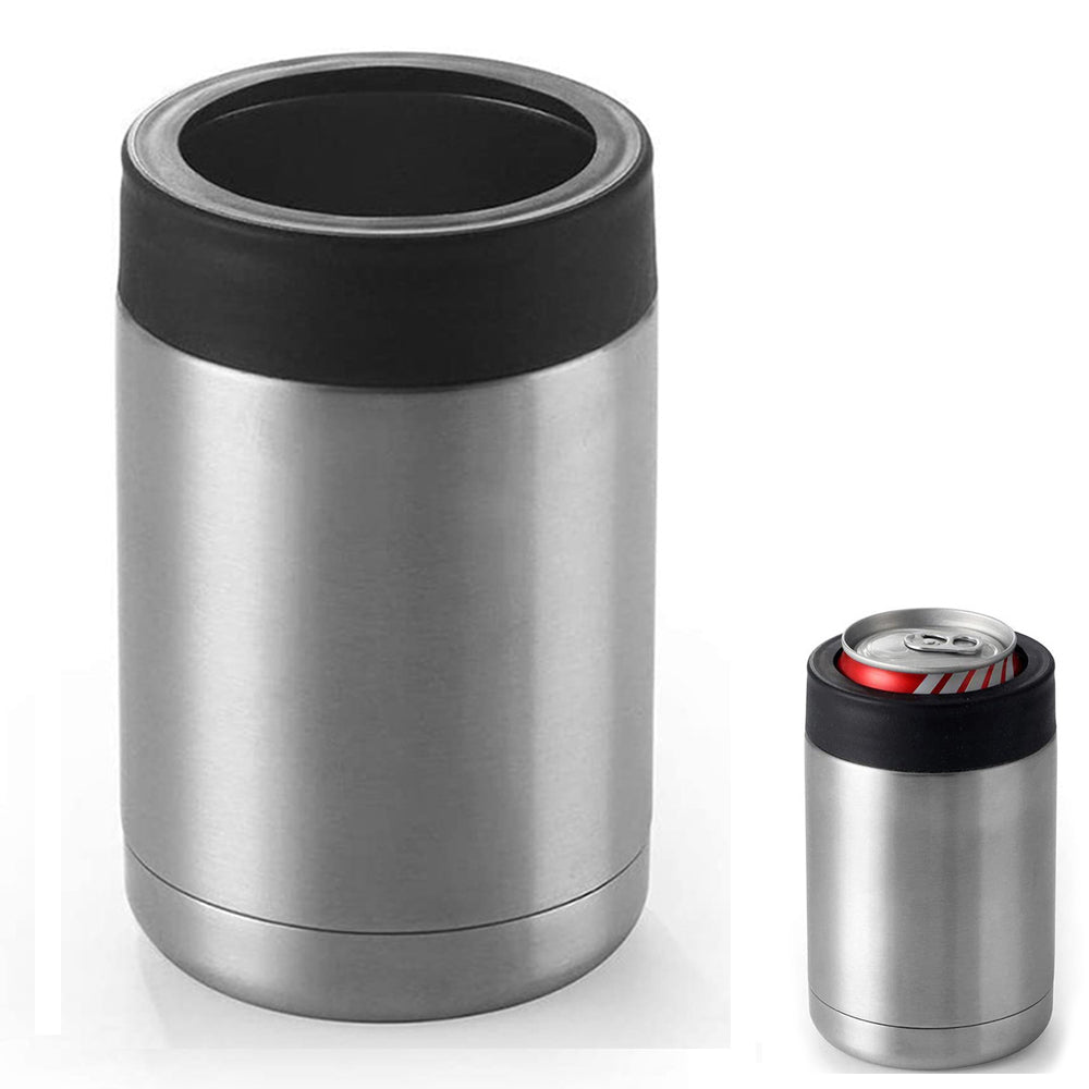 Skinny Can Cooler Double Wall Stainless Steel Insulated Can Holder Bottle Cooler -Steel color