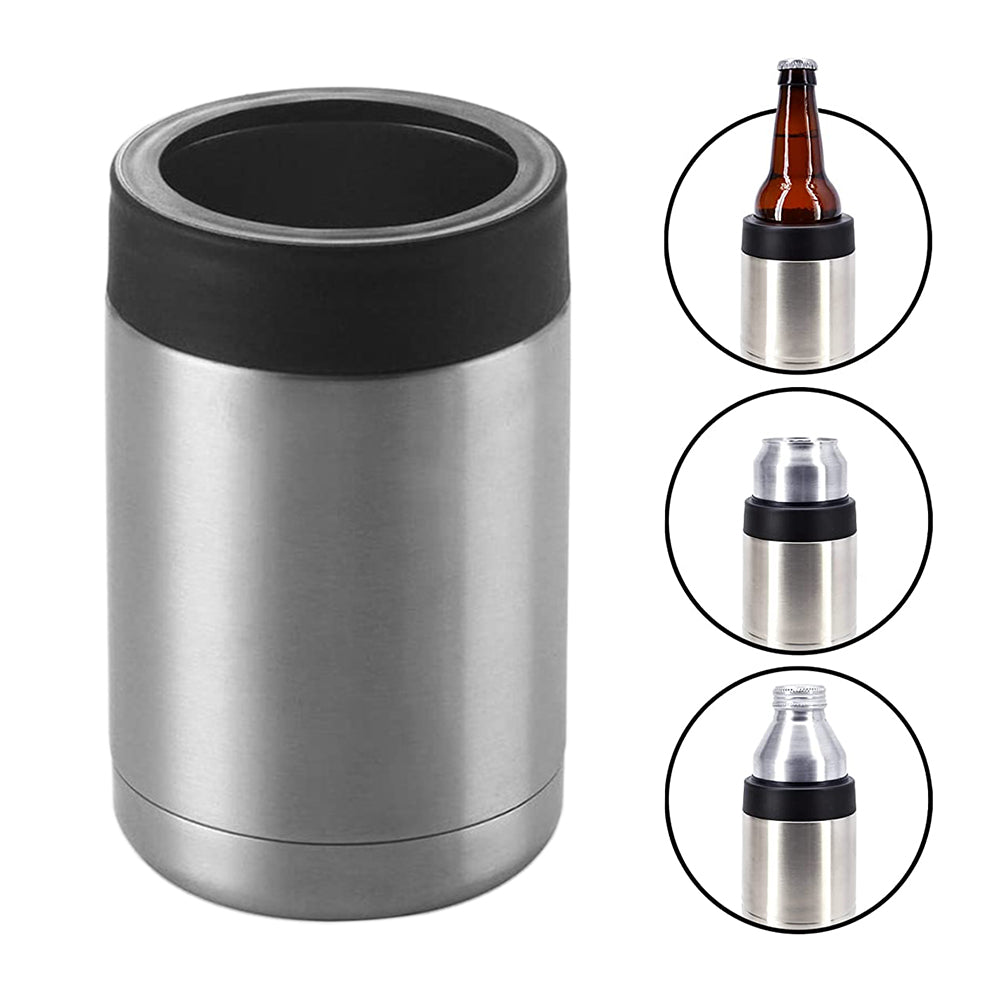 Skinny Can Cooler Double Wall Stainless Steel Insulated Can Holder Bottle Cooler -Steel color