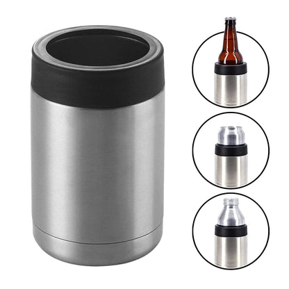 Skinny Can Cooler Double Wall Stainless Steel Insulated Can Holder Bottle Cooler -Steel color