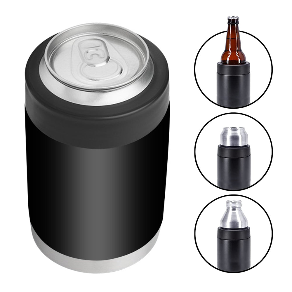 Skinny Can Cooler Double Wall Stainless Steel Insulated Can Holder Bottle Cooler -Black