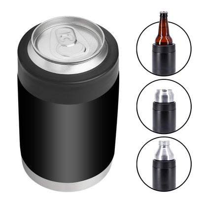 Skinny Can Cooler Double Wall Stainless Steel Insulated Can Holder Bottle Cooler -Black