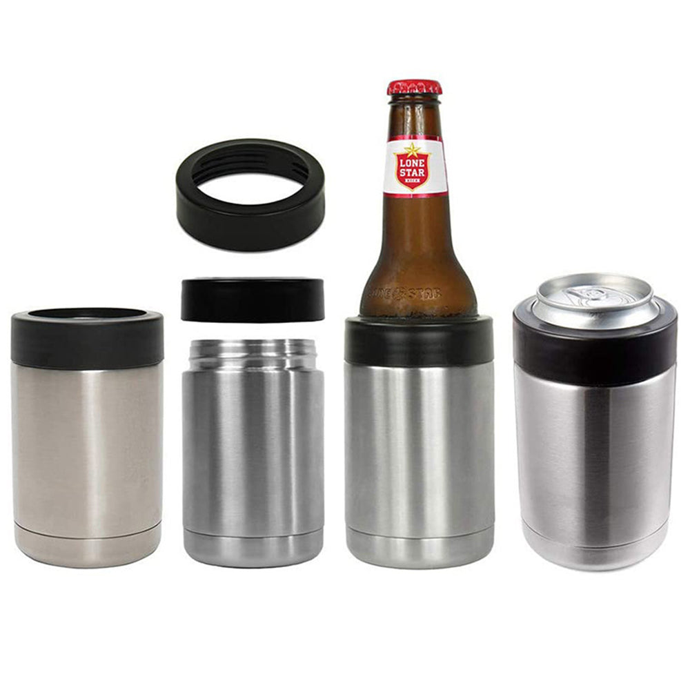 Skinny Can Cooler Double Wall Stainless Steel Insulated Can Holder Bottle Cooler -Steel color