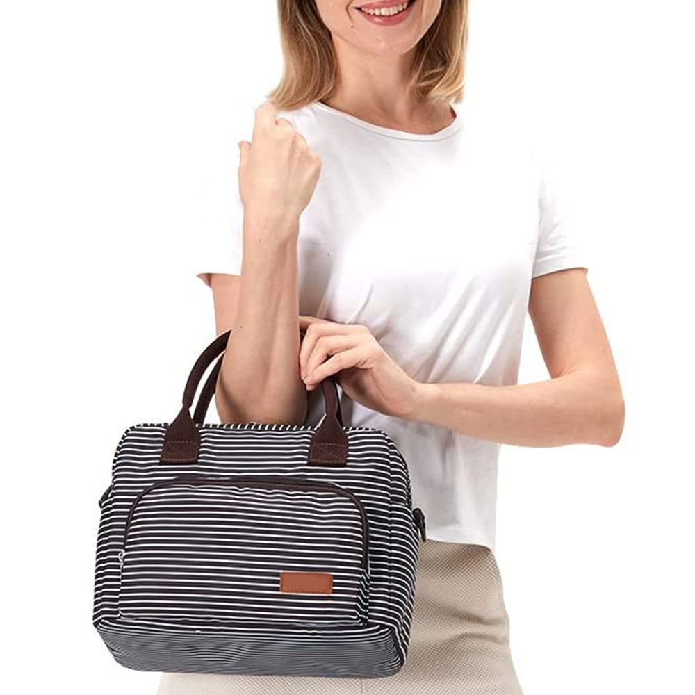 Insulated Lunch Bag Reusable Cooler Lunch Box Freezable Tote Bag for Office Work School Picnic Beach -Style 2