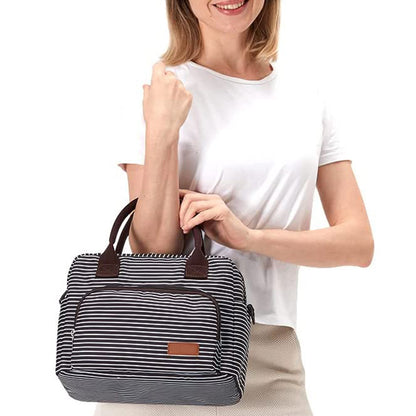 Insulated Lunch Bag Reusable Cooler Lunch Box Freezable Tote Bag for Office Work School Picnic Beach -Style 2