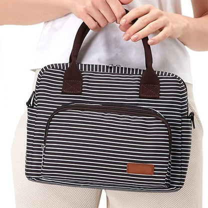 Insulated Lunch Bag Reusable Cooler Lunch Box Freezable Tote Bag for Office Work School Picnic Beach -Style 2