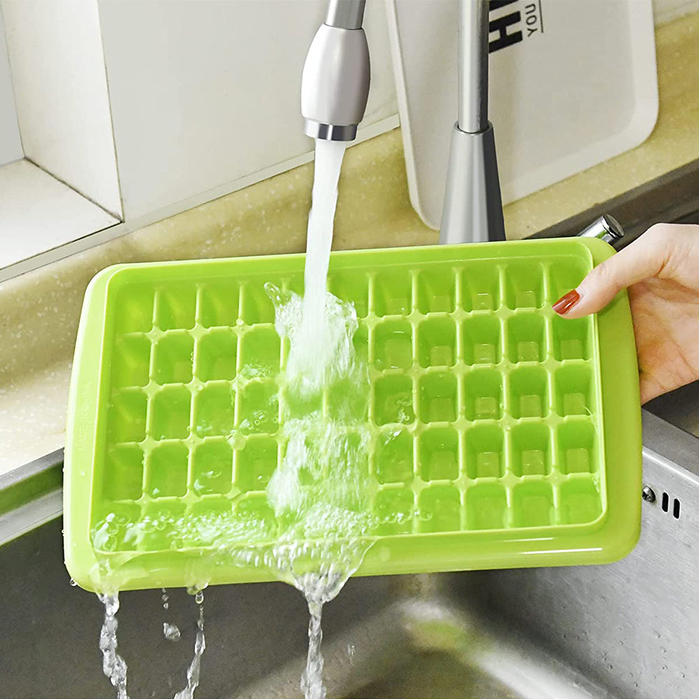 Ice Cube Tray with Lid and Storage Bin for Freezer 55 Mini Nugget Ice Tray -Green