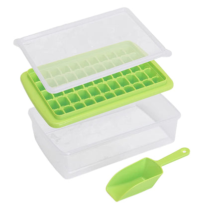 2pcs Ice Cube Tray with Lid and Storage Bin for Freezer 55 Mini Nugget Ice Tray -Green