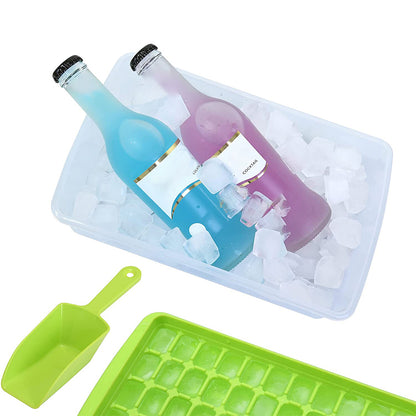 2pcs Ice Cube Tray with Lid and Storage Bin for Freezer 55 Mini Nugget Ice Tray -Green