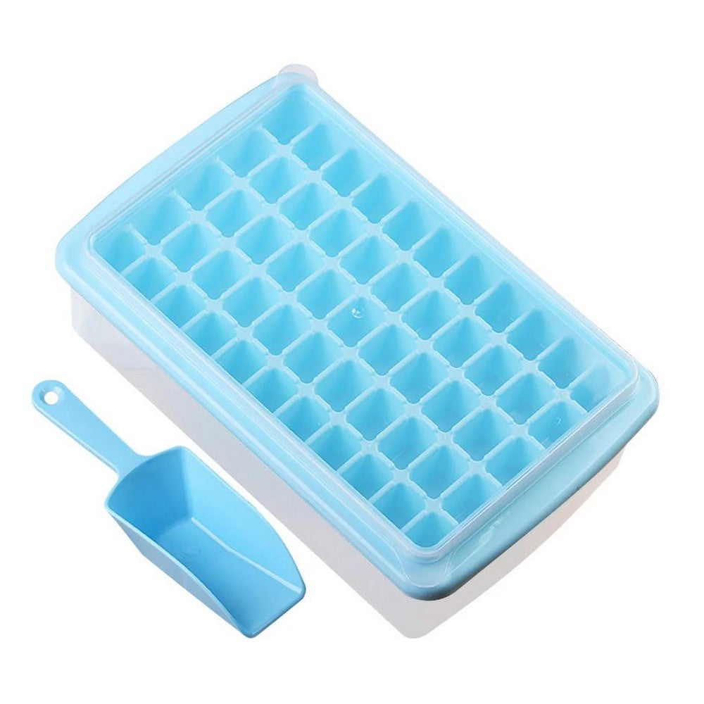 Ice Cube Tray with Lid and Storage Bin for Freezer 55 Mini Nugget Ice Tray -Blue