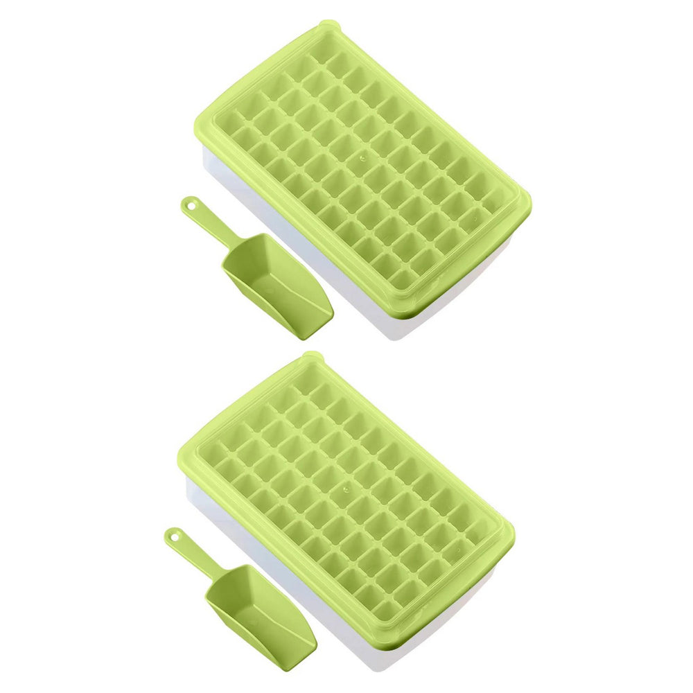 2pcs Ice Cube Tray with Lid and Storage Bin for Freezer 55 Mini Nugget Ice Tray -Green