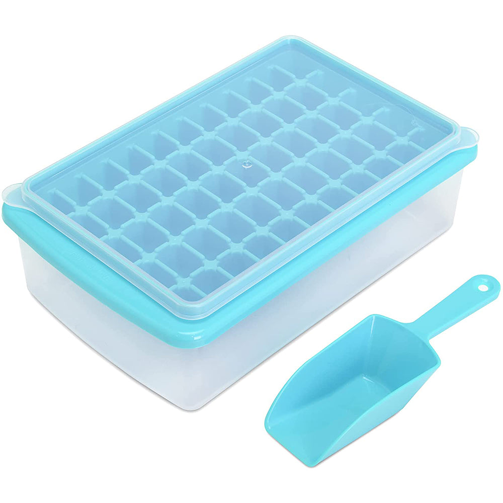 Ice Cube Tray with Lid and Storage Bin for Freezer 55 Mini Nugget Ice Tray -Blue