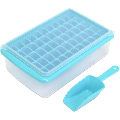 Ice Cube Tray with Lid and Storage Bin for Freezer 55 Mini Nugget Ice Tray -Blue