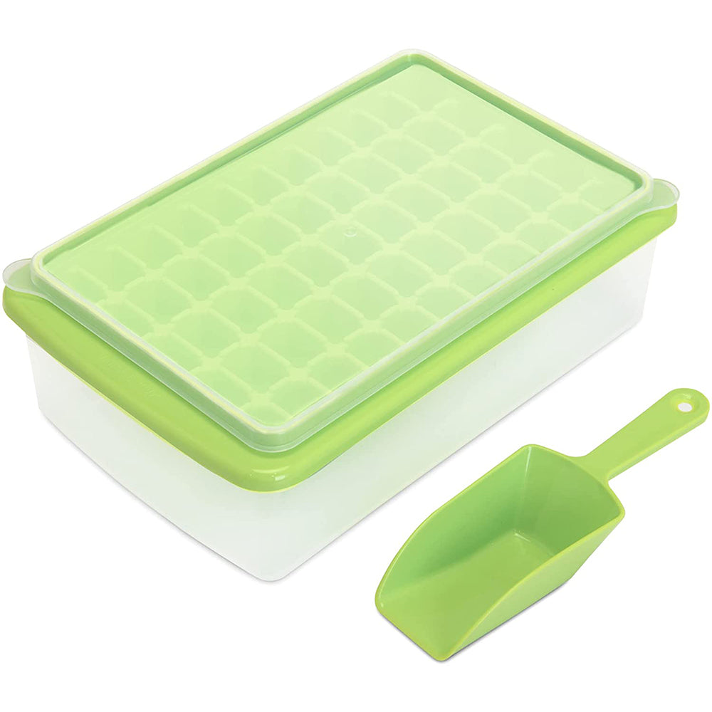 Ice Cube Tray with Lid and Storage Bin for Freezer 55 Mini Nugget Ice Tray -Green
