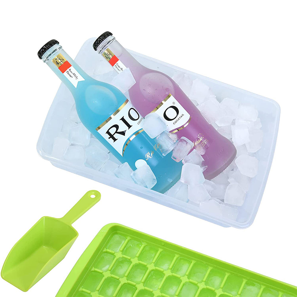 Ice Cube Tray with Lid and Storage Bin for Freezer 55 Mini Nugget Ice Tray -Green