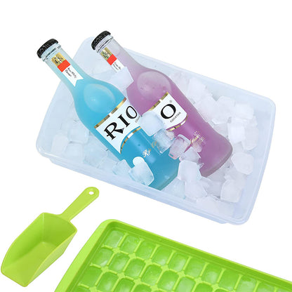2pcs Ice Cube Tray with Lid and Storage Bin for Freezer 55 Mini Nugget Ice Tray -Green