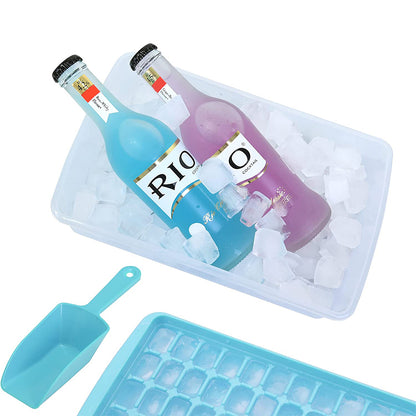 Ice Cube Tray with Lid and Storage Bin for Freezer 55 Mini Nugget Ice Tray -Blue