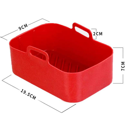Air Fryer Silicone Pot Reusable Baking Tray Dual Air Fryer Basket -Red
