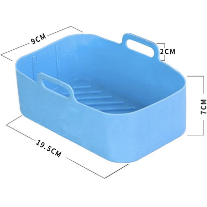 Air Fryer Silicone Pot Reusable Baking Tray Dual Air Fryer Basket -Blue