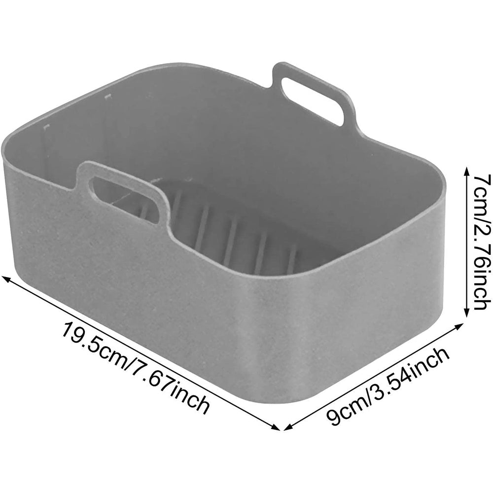 Air Fryer Silicone Pot Reusable Baking Tray Dual Air Fryer Basket -Grey